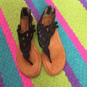 cute black wedge sandals